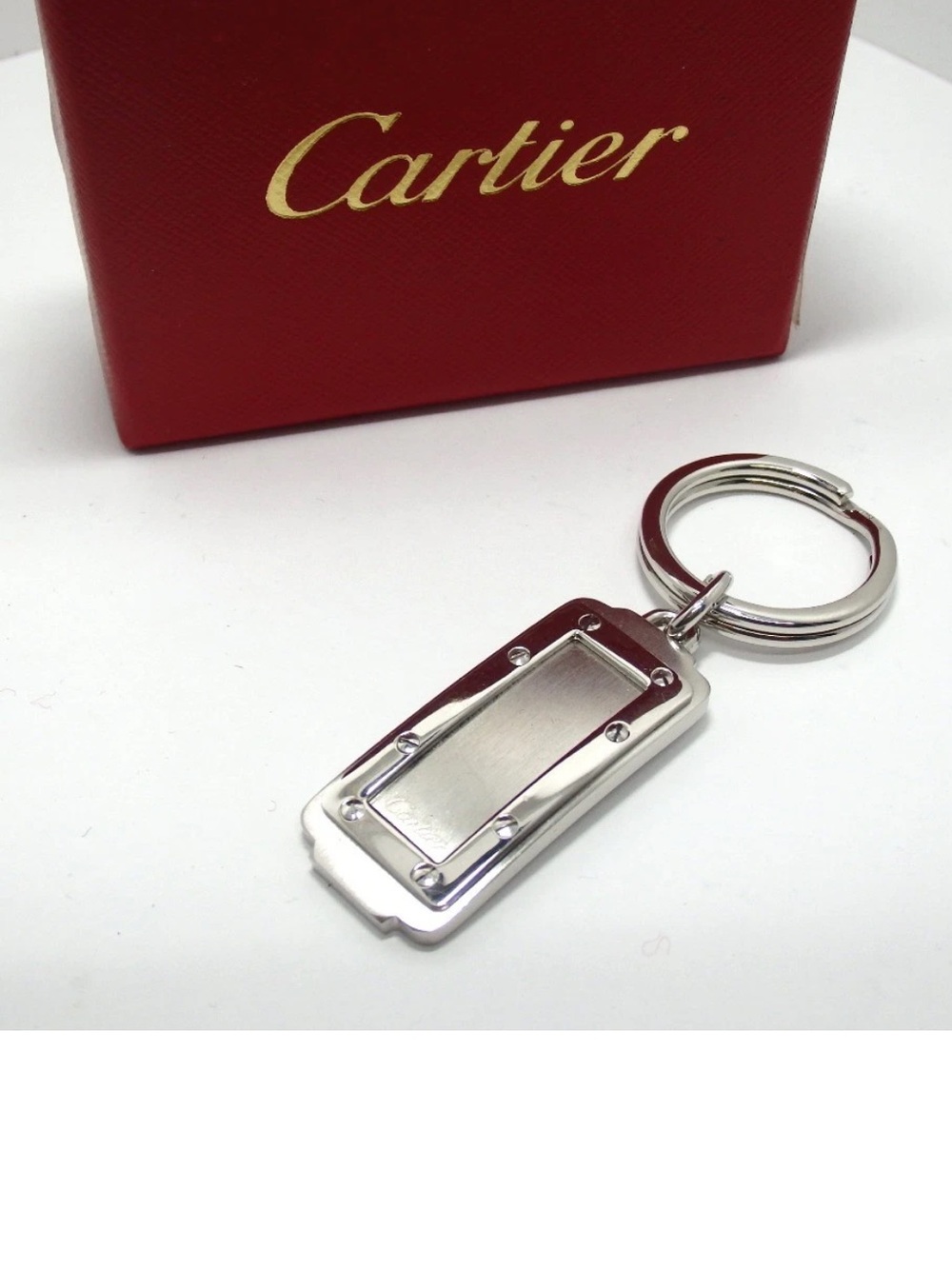 Cartier Santos Silver Tone Keyring  Retails $500 LIKE NEW in BOX